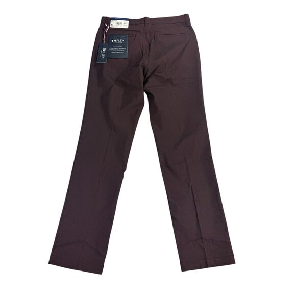 Tommy Hilfiger Mens TH Flex Finn Modern Fit Twill Pants Burgundy 32x32 - Picture 3 of 4